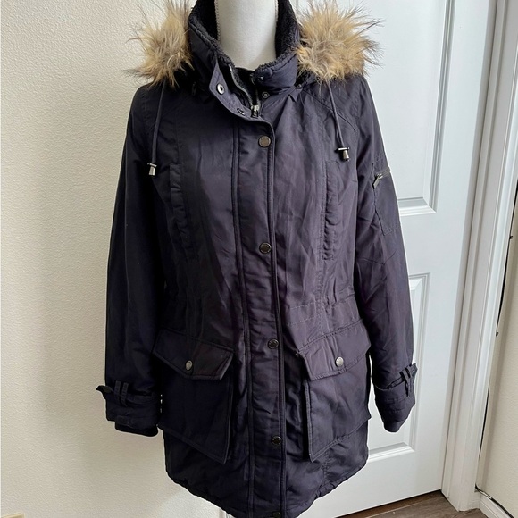 Rachel Roy porka coat jacket faux fur hood - Picture 1 of 6